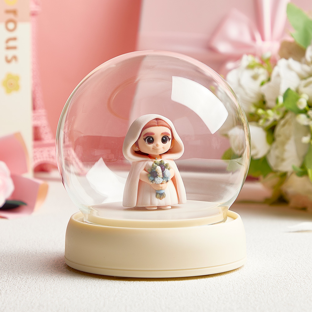 Custom 3D Action Figure Night Lamp from Your Photo Glass Display Dome Auto Sensor Home Decor for Boyfriend, Girlfriend or Anniversary