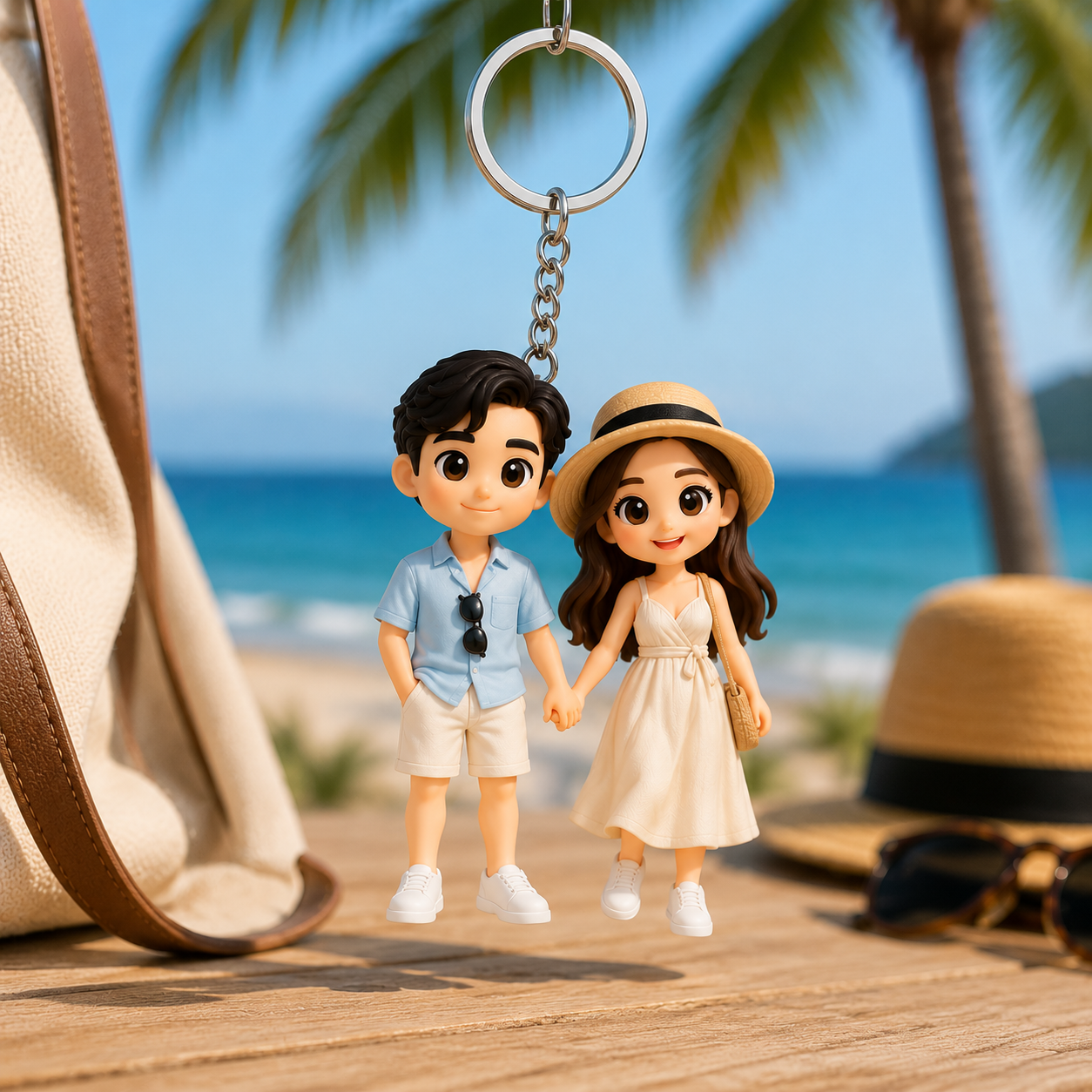 オリジナル3D旅行キーホルダー – 写真から作るフィギュア風記念品 カップル旅行・家族旅行の思い出ギフト