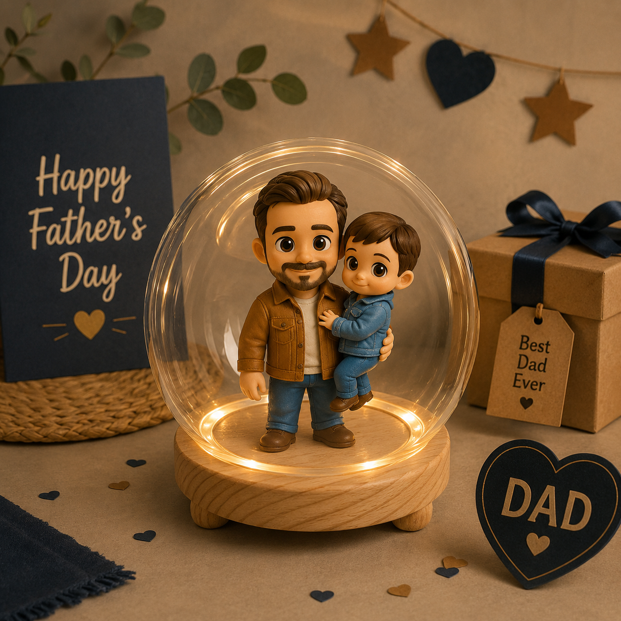写真からのカスタム 3D フィギュアナイトライトパーソナライズされたおもちゃのフィギュアお父さんへのユニークで思い出に残るギフト完璧な父の日のギフト - 