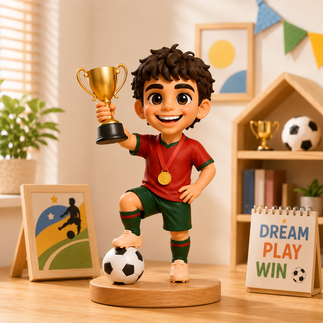 カスタムサッカーカップルの置物,ボーイフレンドへのパーソナライズされたサッカーギフト - 