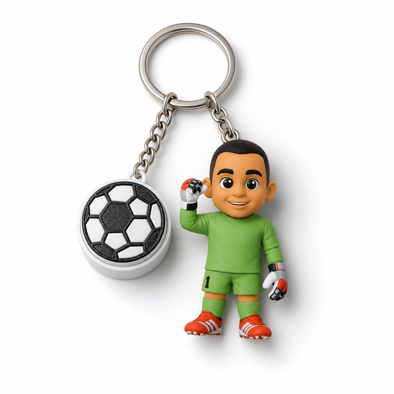 写真からパーソナライズされた 3D キーチェーンフィギュア サッカー