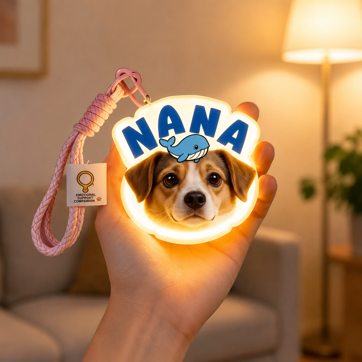 パーソナライズされたペットポートレート LED キーホルダーカスタム写真ライトアップ犬または猫キーホルダー光るアクリルバッグチャームパーソナライズされたペットメモリアルギフト - 