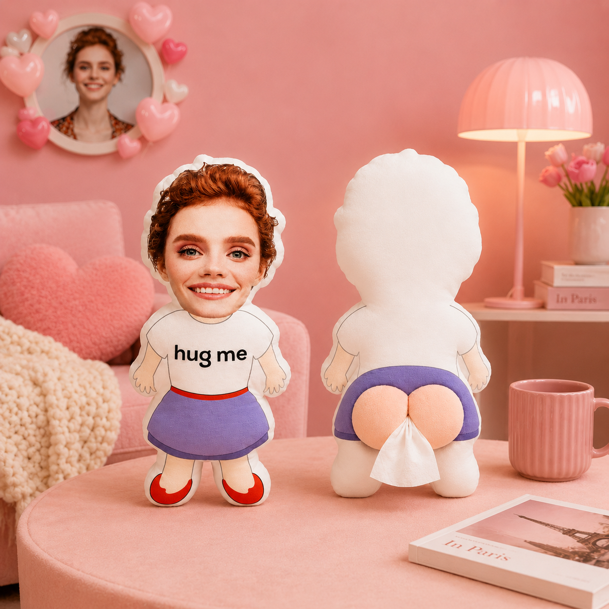 カスタムフェイスぬいぐるみティッシュホルダー 面白いお尻ティッシュディスペンサー付き 友人やカップルへのパーソナライズされた写真ギフト