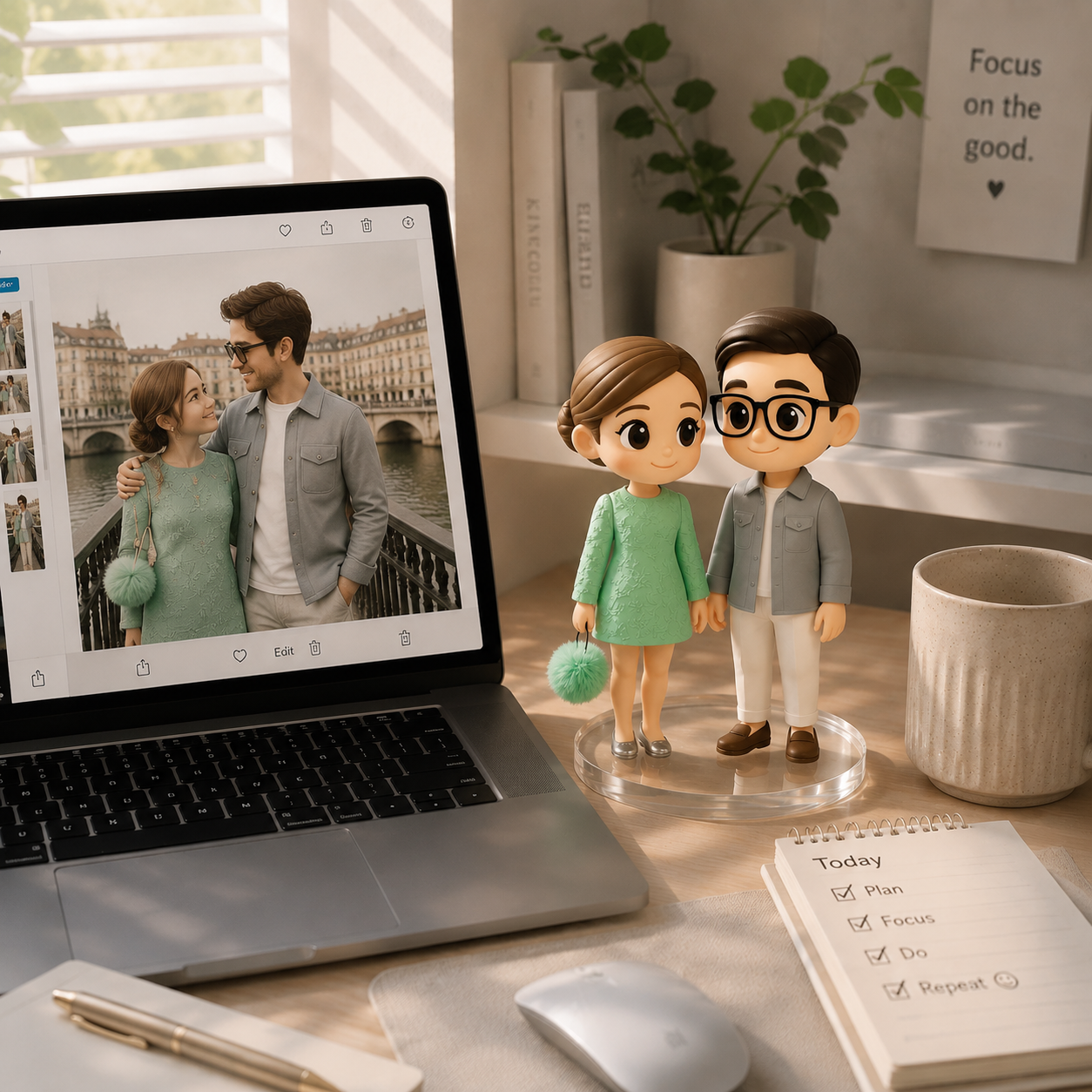 写真からのカスタム 3D フィギュア デスク用 パーソナライズされたミニ置物 カップル,家族,ペットへのギフト - 