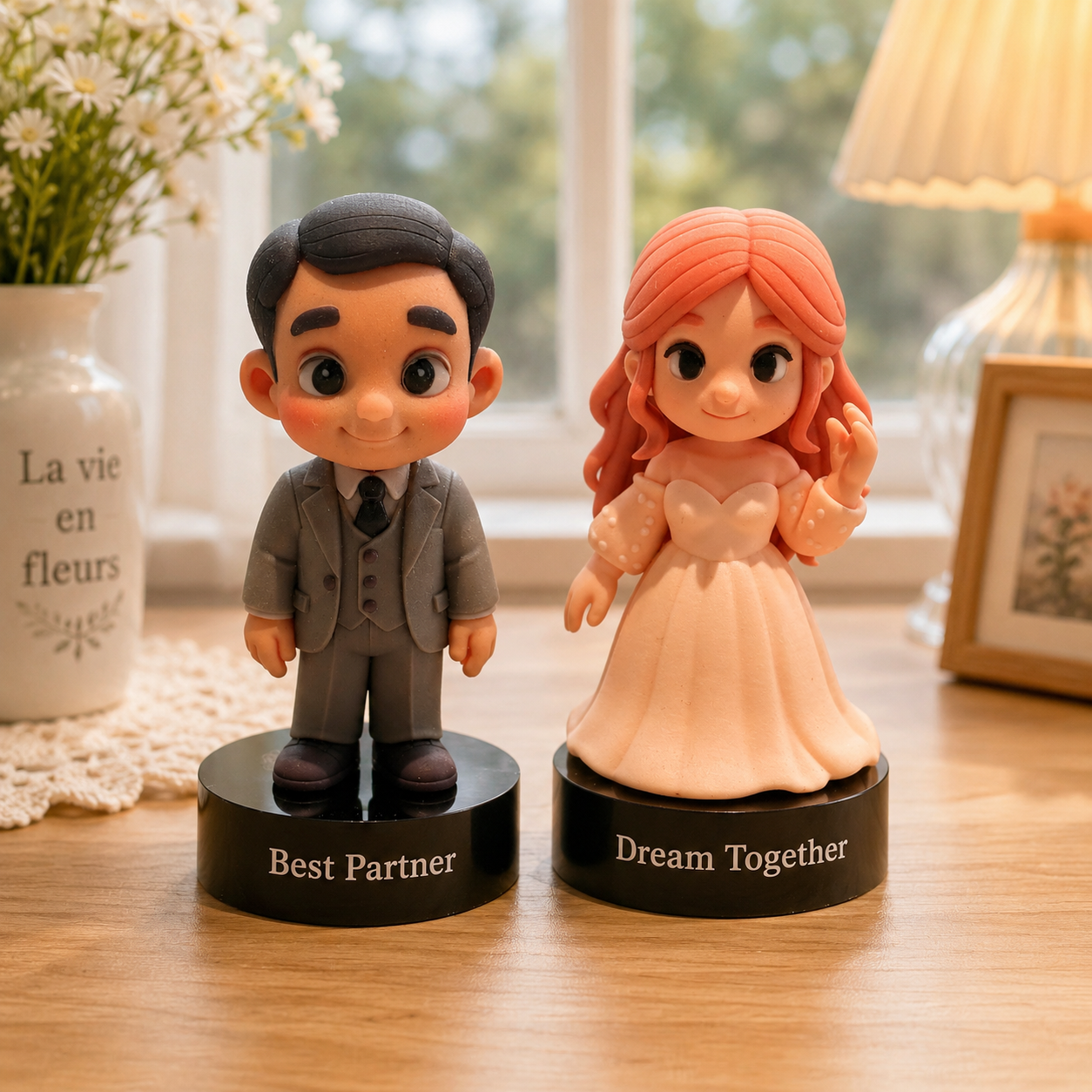 彫刻されたテキストベース付きの写真からのカスタム 3D フィギュア – ユニークな結婚式,記念日,誕生日,バレンタインデーのギフト - 