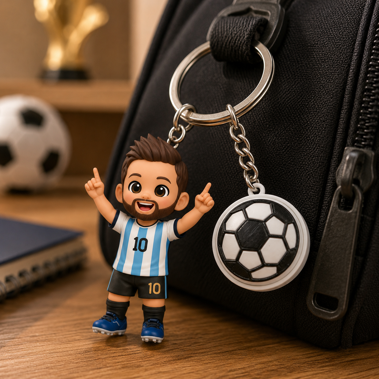 写真からパーソナライズされた 3D キーチェーンフィギュア サッカーフィジェットアクセサリー付きカスタム 3D キーチェーン スポーツ愛好家への完璧なユニークなギフト - 
