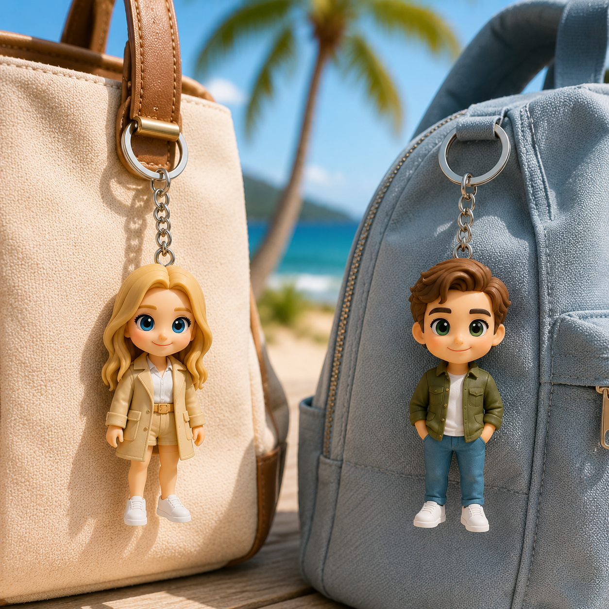 オリジナル3D旅行キーホルダー – 写真から作るフィギュア風記念品 カップル旅行・家族旅行の思い出ギフト