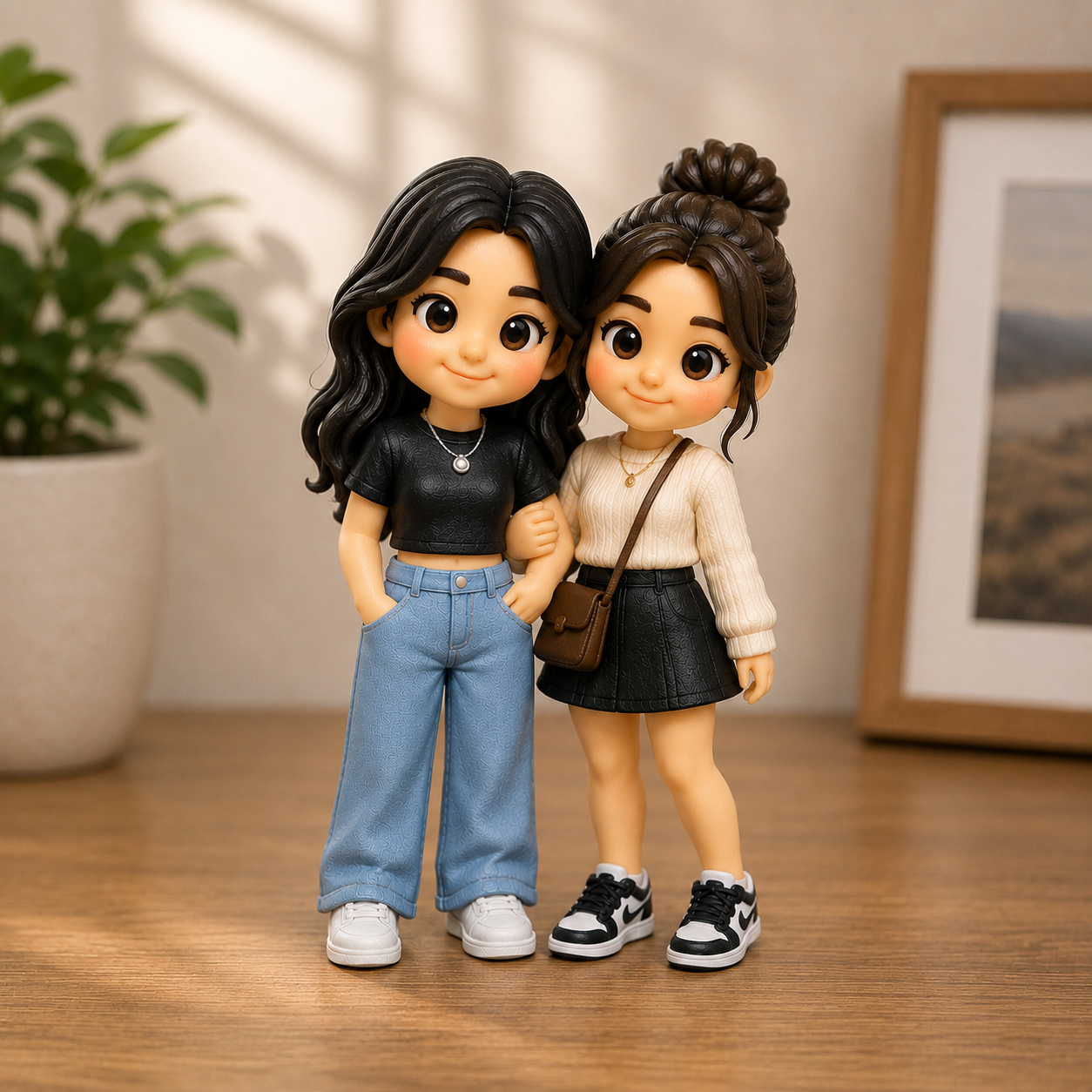 写真からパーソナライズされた 3D フィギュア カスタム ミニ 3D プリントフィギュア カップル,兄弟,姉妹へのユニークなギフト - 