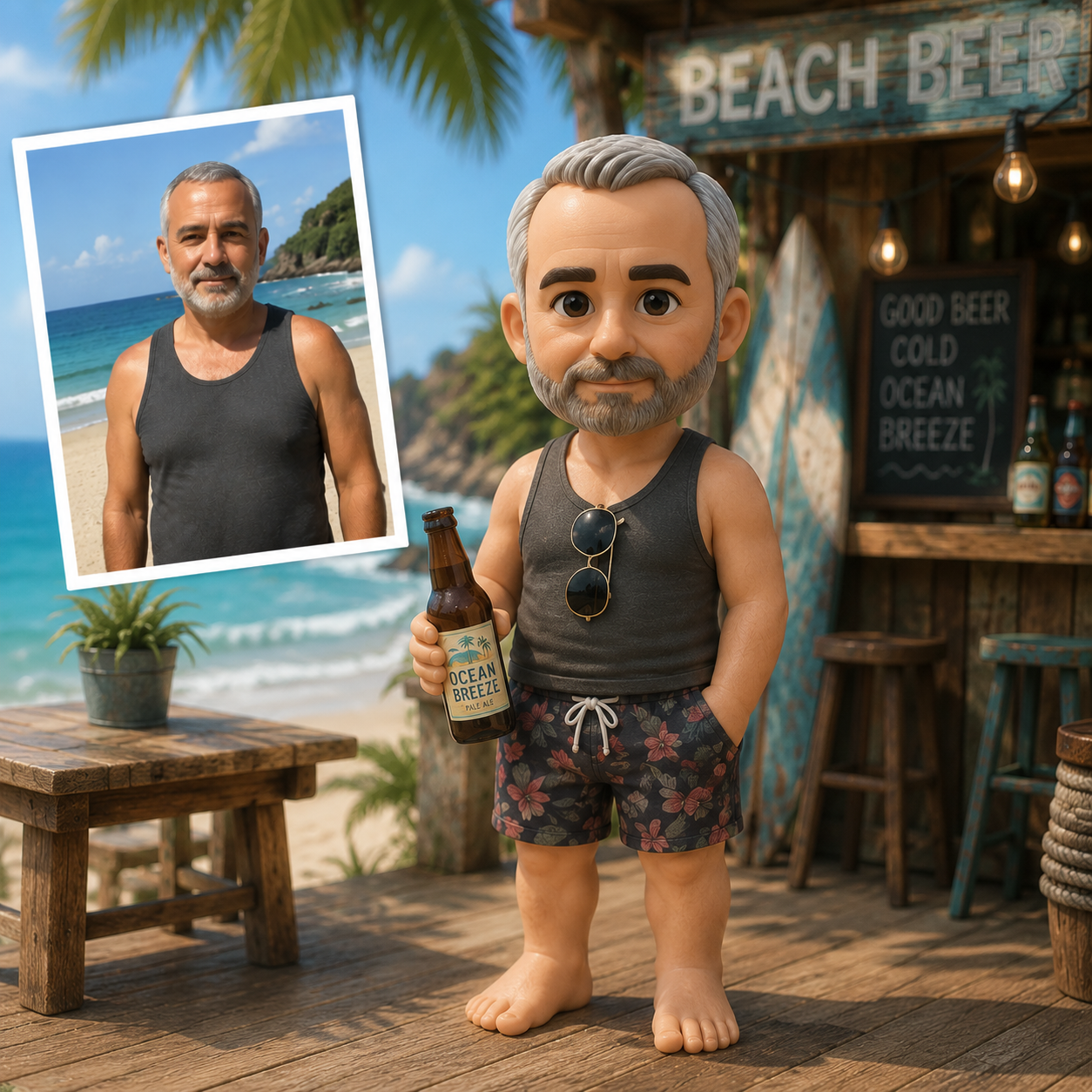 写真からのカスタム 3D フィギュアパーソナライズされたカップルの置物ギフト夏休みの思い出のギフトのアイデア - 