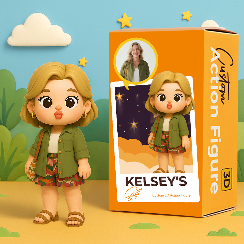 Custom Cute Pouting Style Toy Figure 3D Mini Figures Personalized Photo Blind Box Unique Gift for Mum, Wife, Girlfriend, Daughter and Friends