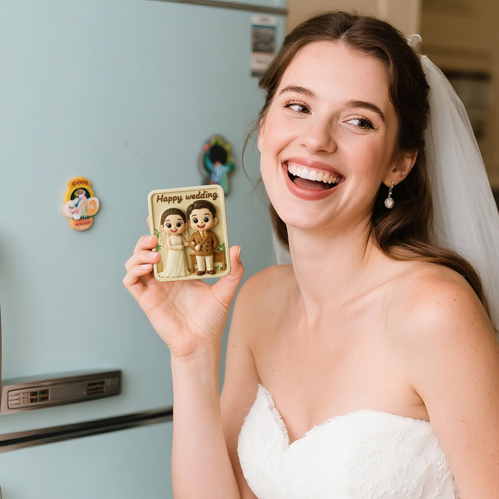 Personalized Wedding Fridge Magnet Custom 3D Printed Couple Gift Cute Bride and Groom Keepsake Unique Romantic Home Decoration