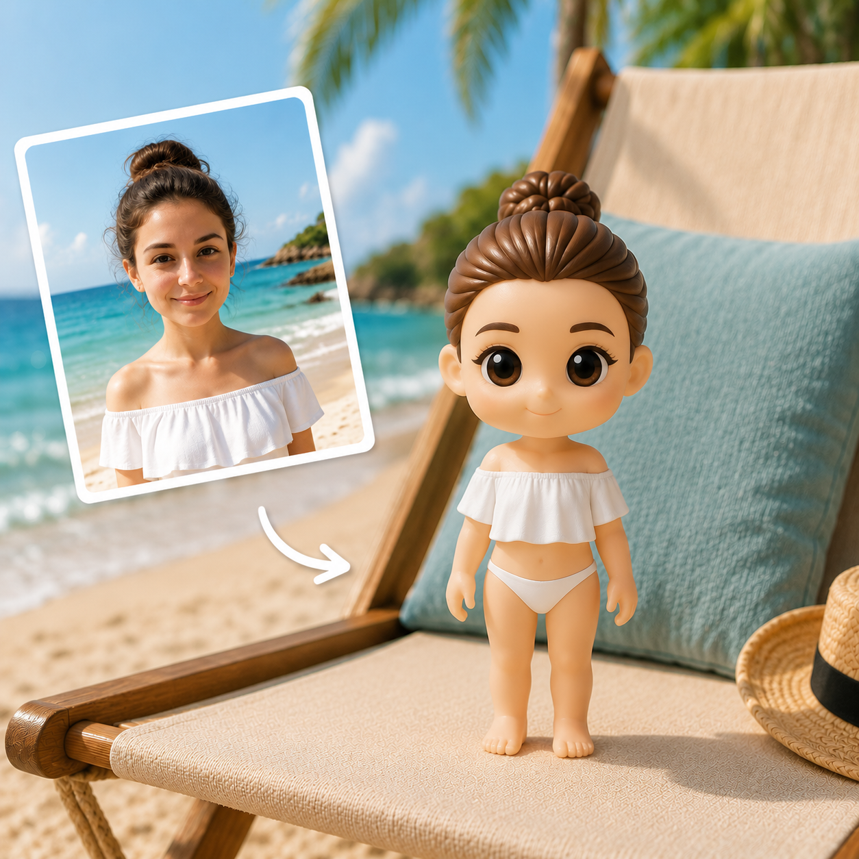 写真からのカスタム 3D フィギュアパーソナライズされたカップルの置物ギフト夏休みの思い出のギフトのアイデア - 