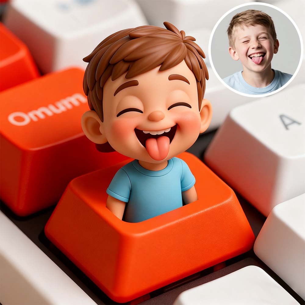 メカニカルキーボード用のカスタム3dカートゥーンキーキャップ.写真からパーソナライズされたミニバストフィギュア.9色のカラーオプション.オフィス,ゲーム,eスポーツ愛好家のためのユニークなキーボードアクセサリー. - 