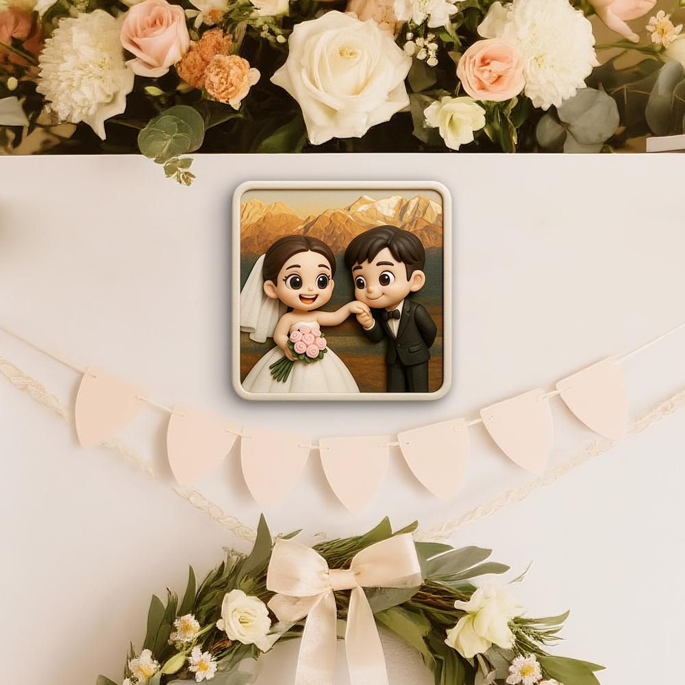 Personalized Wedding Fridge Magnet Custom 3D Printed Couple Gift Cute Bride and Groom Keepsake Unique Romantic Home Decoration
