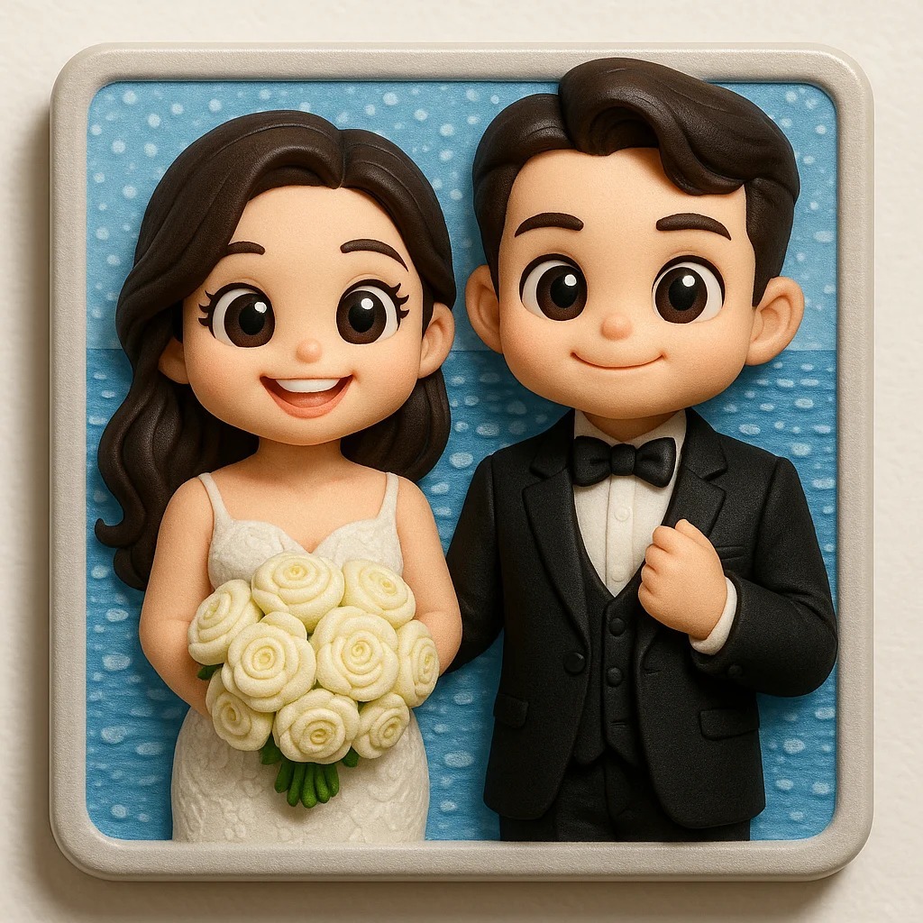 Custom 3D Wedding Fridge Magnet – Personalized Couple Figurine Cute Custom 3D Gift