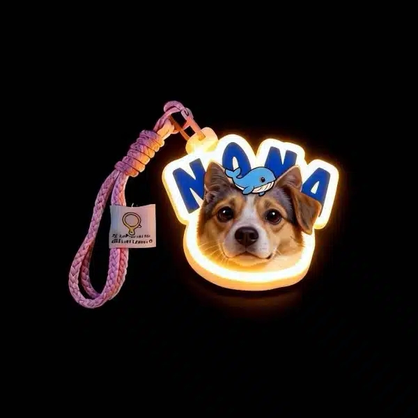 パーソナライズされたペットポートレート LED キーホルダーカスタム写真ライトアップ犬または猫キーホルダー光るアクリルバッグチャームパーソナライズされたペットメモリアルギフト
