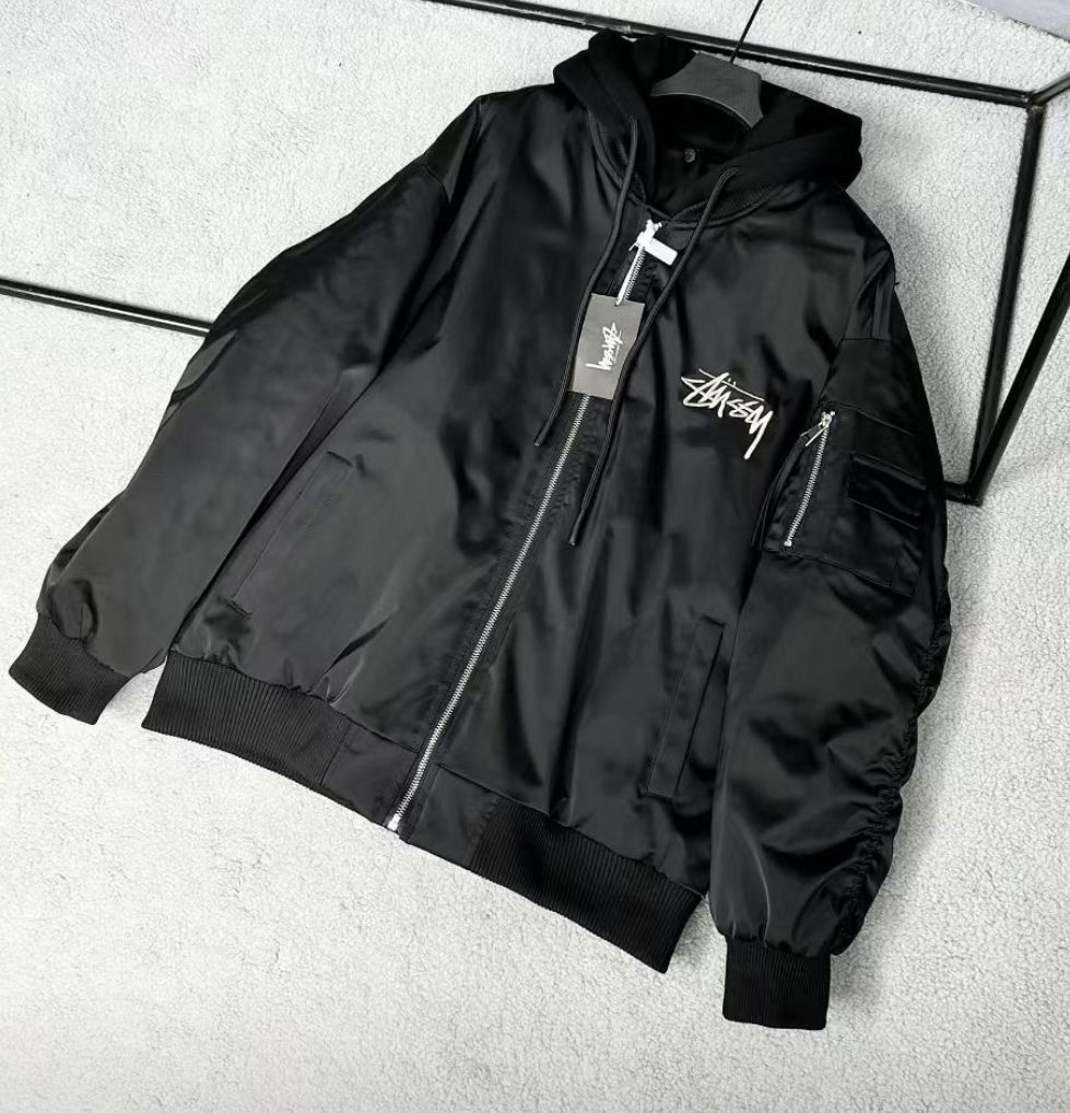 2024 STÜSSY  刺繍ロゴ 冬用フーディー＆光沢アウター-Nanamallモール