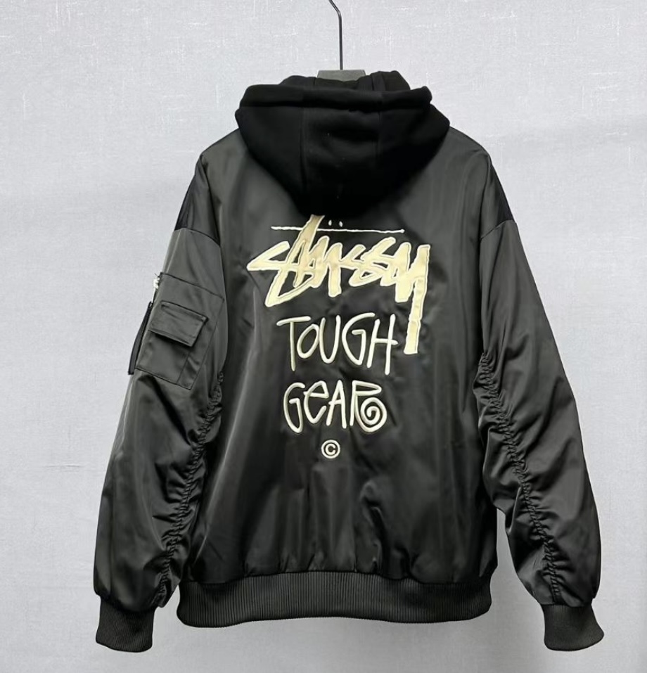 2024 STÜSSY  刺繍ロゴ 冬用フーディー＆光沢アウター-Nanamallモール