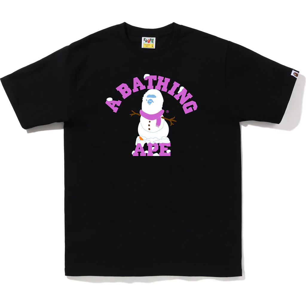 APE SNOWMAN COLLEGE TEE MENS-Nanamallモール