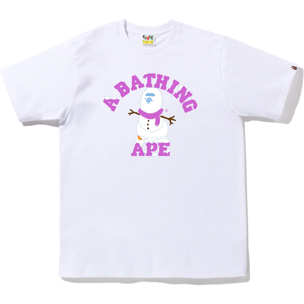 APE SNOWMAN COLLEGE TEE MENS-Nanamallモール