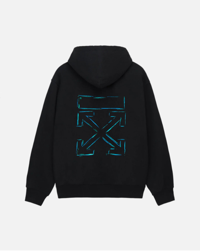 Off-White スタイリッシュなブルーのプリントパーカー（ユニセックス）-Nanamallモール