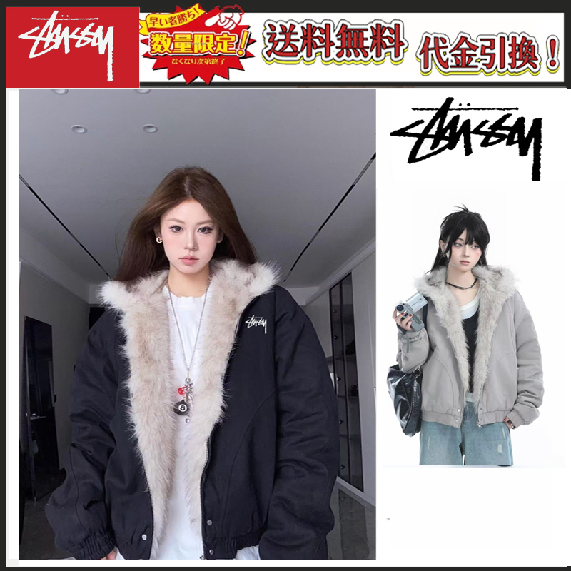 STUSSY American retro trendy hooded down jacket（レディー）-Nanamallモール
