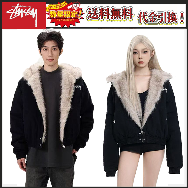 STUSSY American retro trendy hooded down jacket（ユニセックス）-Nanamallモール