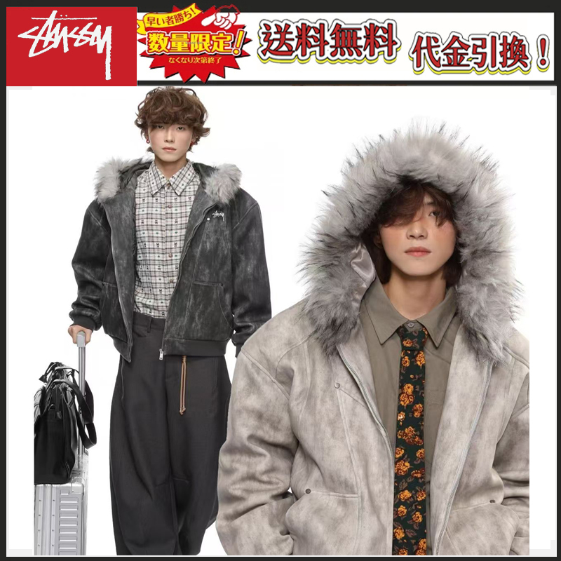 STUSSY American retro trendy hooded down jacket（ユニセックス）-Nanamallモール