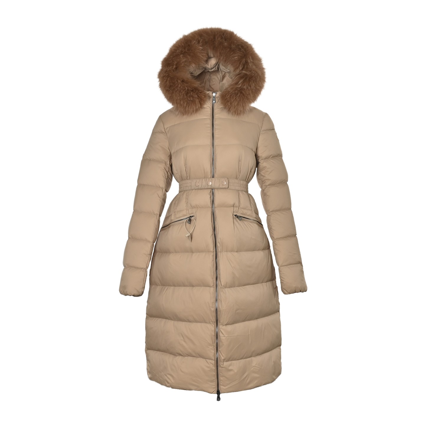 MONCLER モンクレール HERMIFUR 毛領リブ腰ロングダウンジャケット