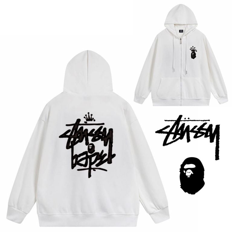 STUSSY X BAPE Co-branded crown hoodie（ユニセックス）-Nanamallモール