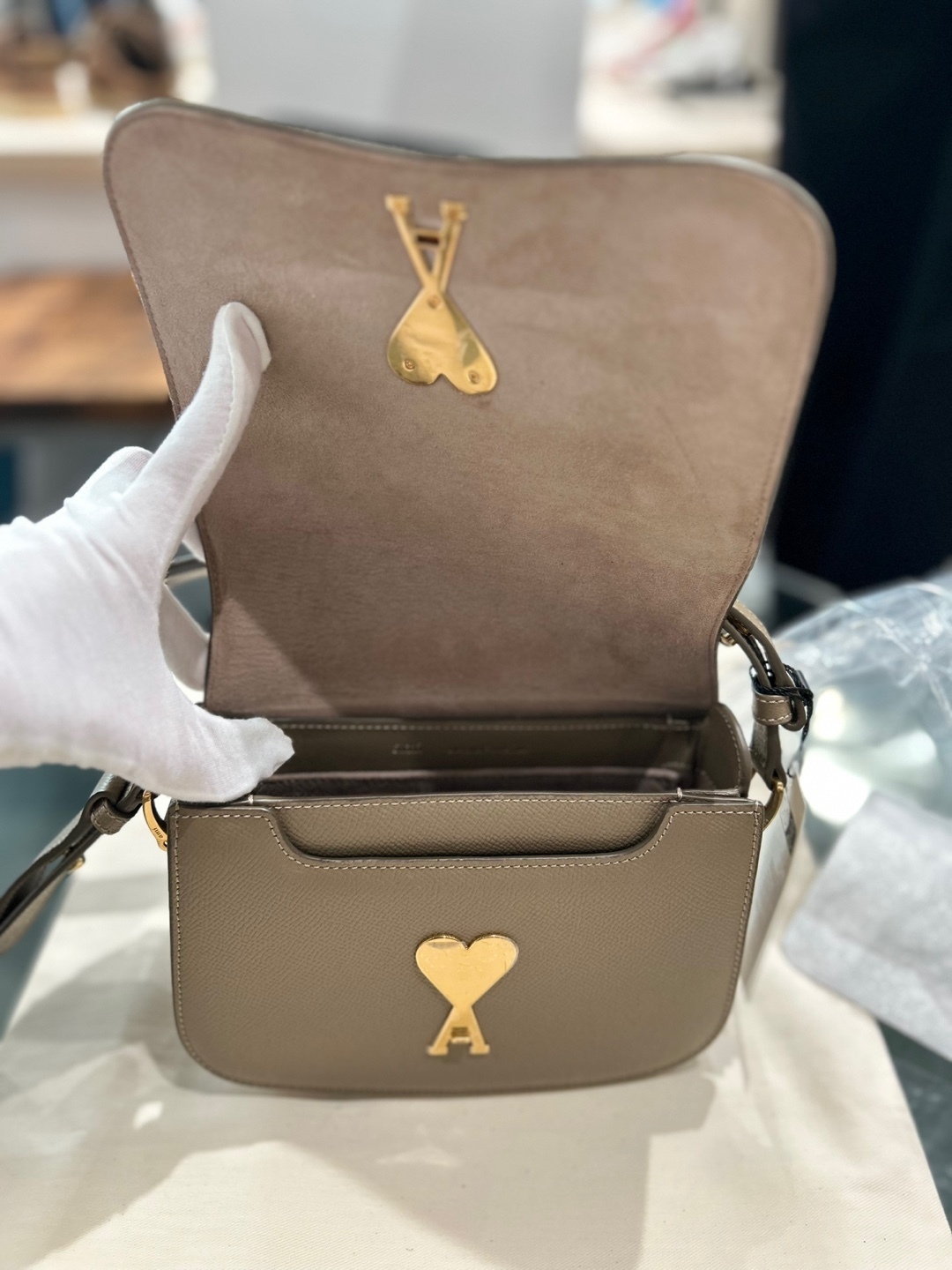 AMI PARIS ハンドバッグ ミニ バッグ グレインレザー バッグ