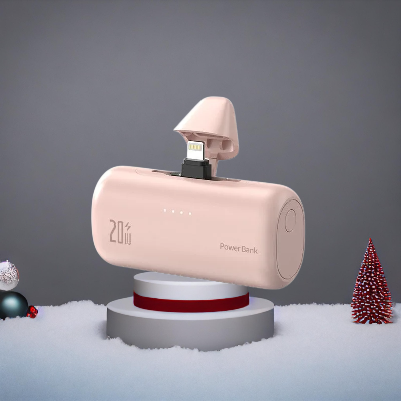 【ชาร์จเร็วในตัว ไม่ต้องใช้สาย】แบตเตอรี่พกพาแบบแคปซูลหมุน