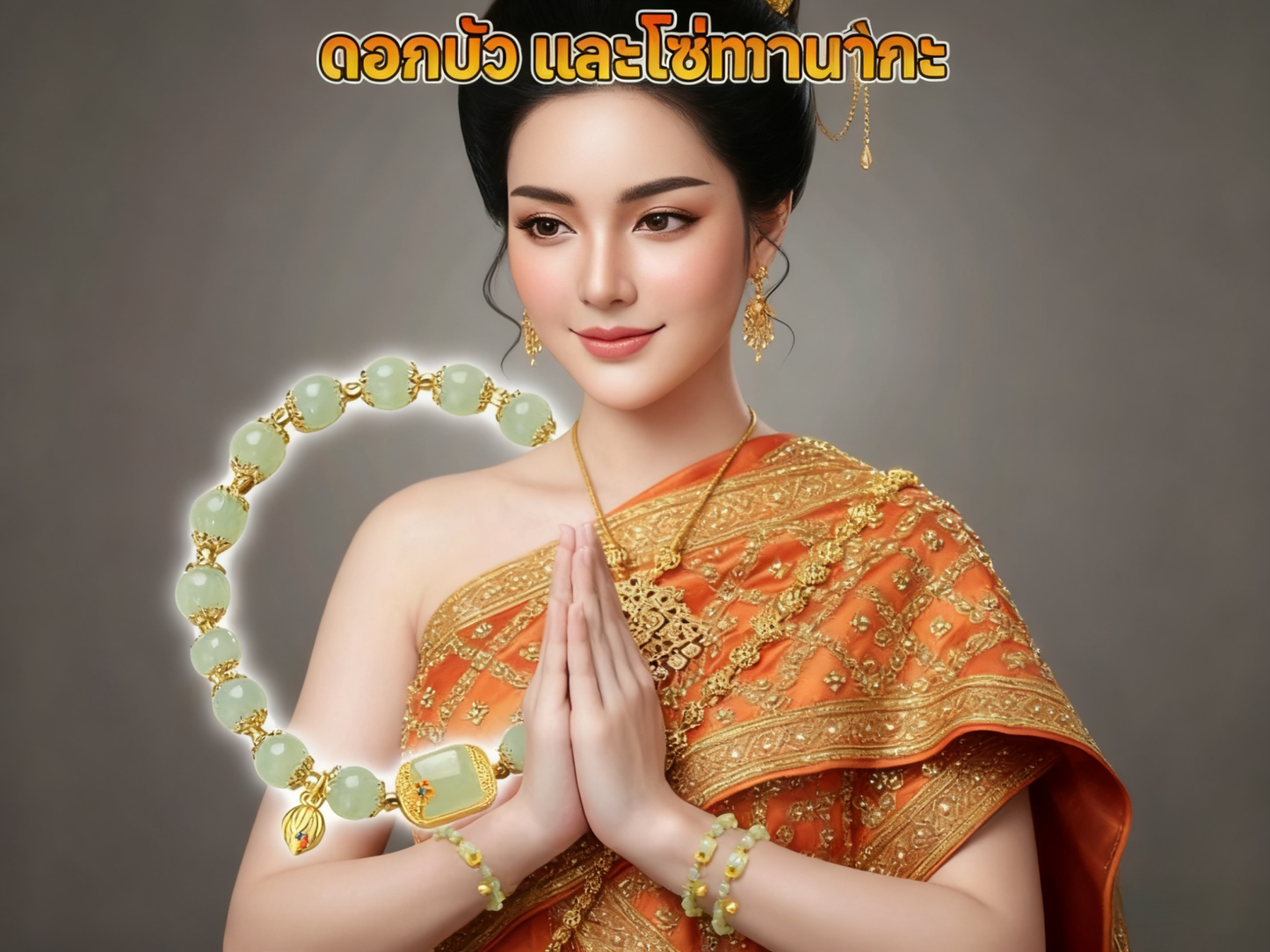 【เพิ่มโชค ของขวัญที่ยอดเยี่ยม】สร้อยข้อมือหยกดอกบัวเรียกทรัพย์