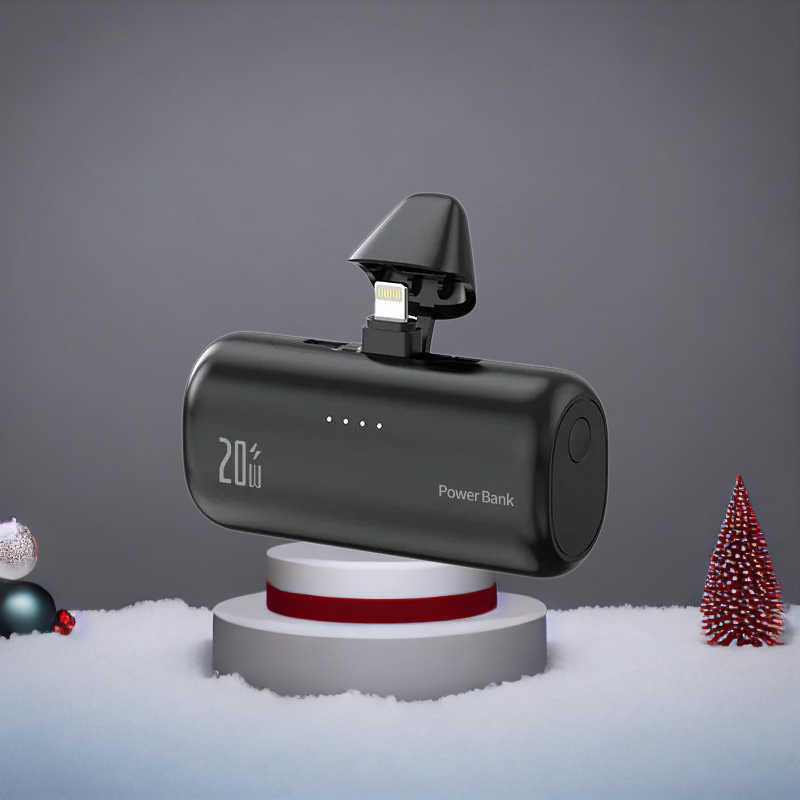 【ชาร์จเร็วในตัว ไม่ต้องใช้สาย】แบตเตอรี่พกพาแบบแคปซูลหมุน