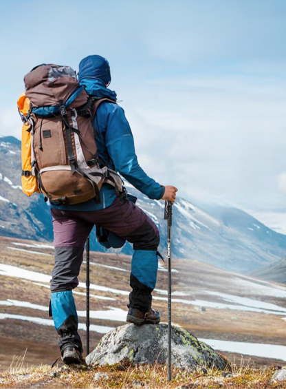 ไม้เท้าปีนเขาโลหะผสมอลูมิเนียมกันลื่นลดแรงกระแทกแบบยืดหดได้