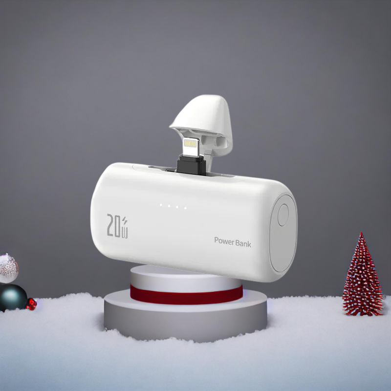 【ชาร์จเร็วในตัว ไม่ต้องใช้สาย】แบตเตอรี่พกพาแบบแคปซูลหมุน