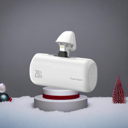 【ชาร์จเร็วในตัว ไม่ต้องใช้สาย】แบตเตอรี่พกพาแบบแคปซูลหมุน