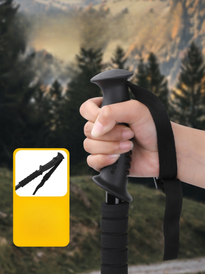 ไม้เท้าปีนเขาโลหะผสมอลูมิเนียมกันลื่นลดแรงกระแทกแบบยืดหดได้