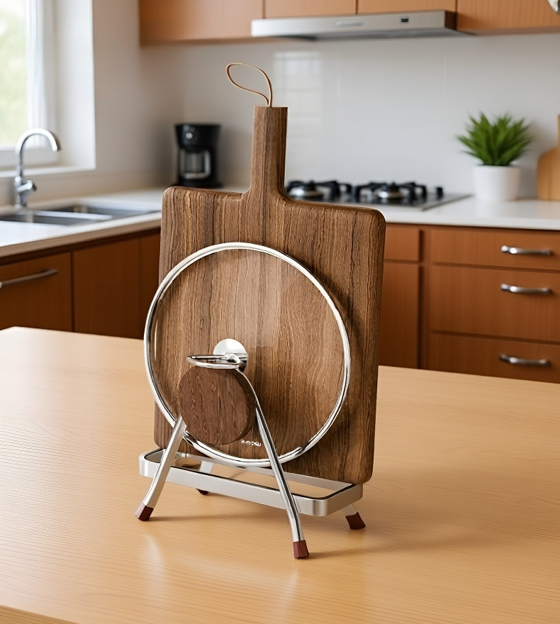 커팅보드 랙을 이용한 깔끔한 주방 정리 모습