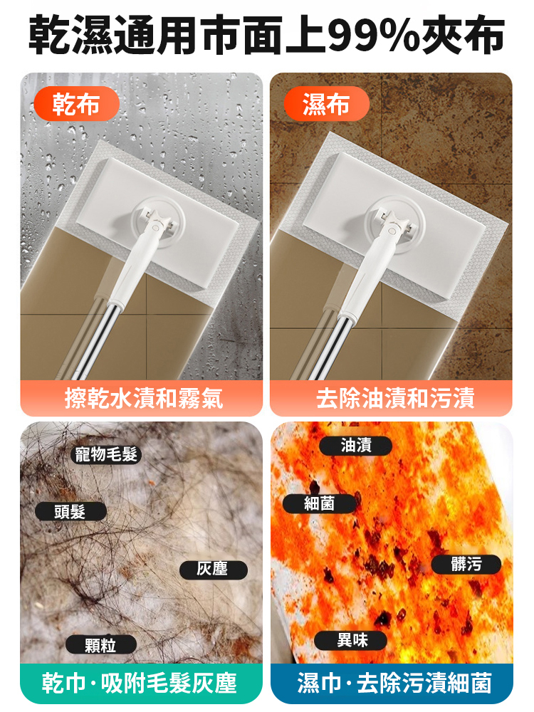 懶人自動夾布拖把洗臉巾清潔拖把免手洗衛生間