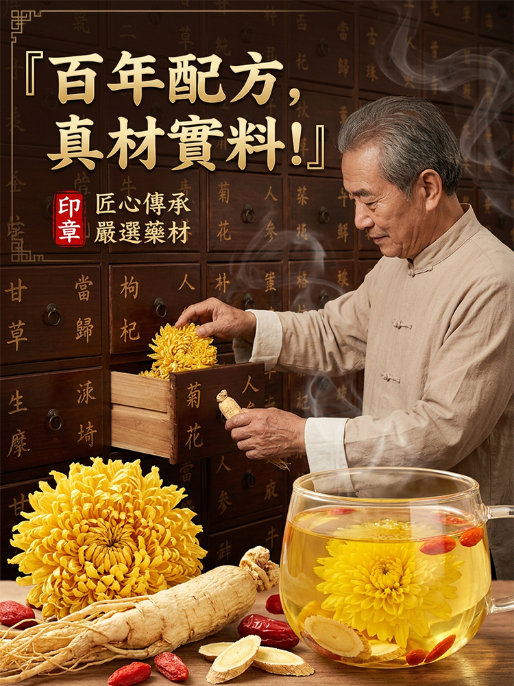 人參黃耆菊花枸杞茶