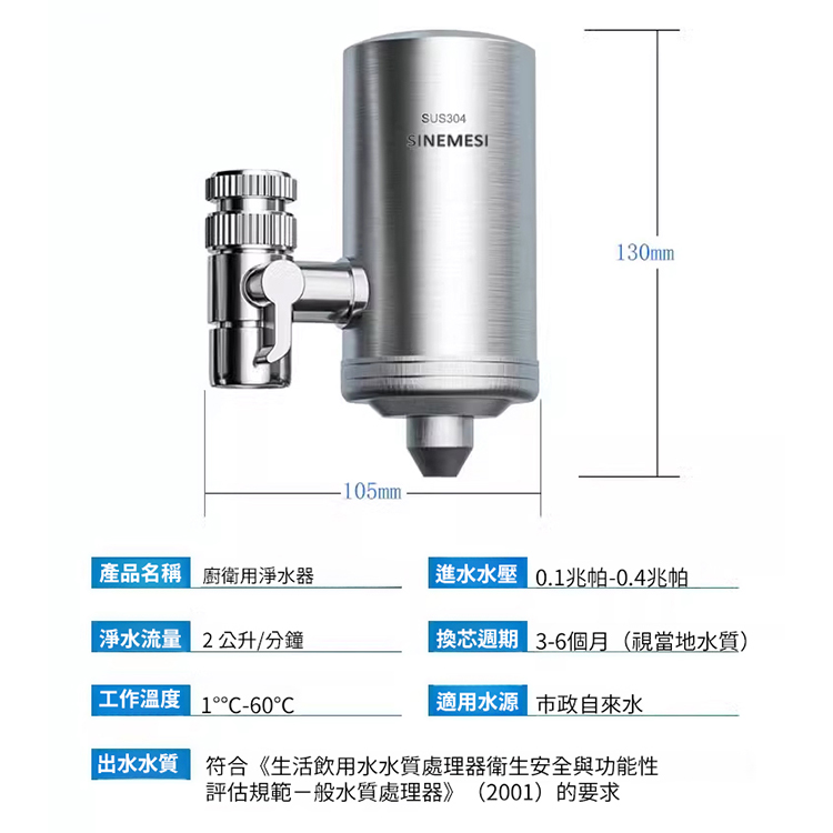 【除氯減垢】廚衛用淨水器