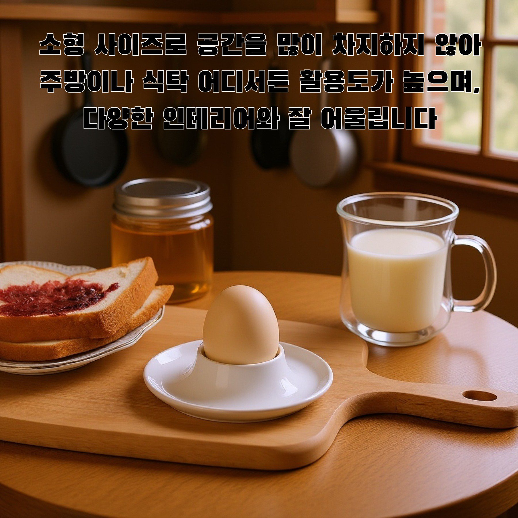 아침 식사용 세라믹 에그컵 사용 장면