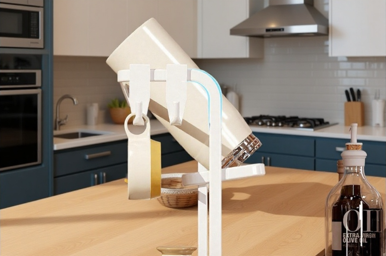 사무실 책상 위 컵홀더 활용 예시