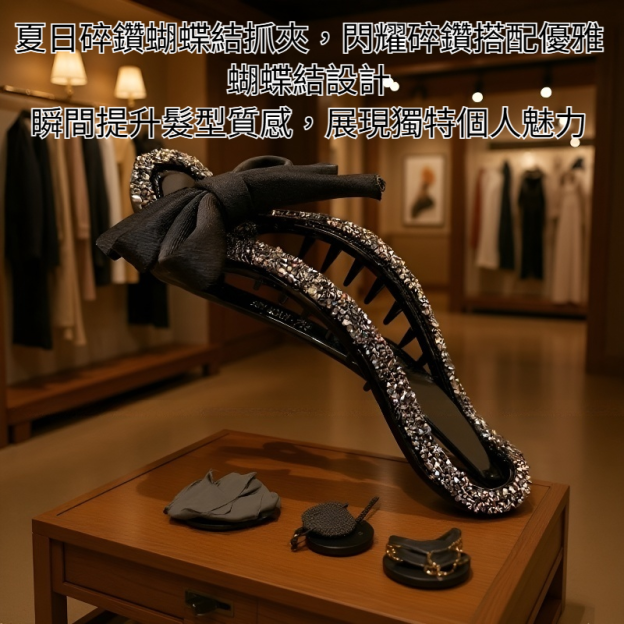 夏日碎鑽蝴蝶結抓夾