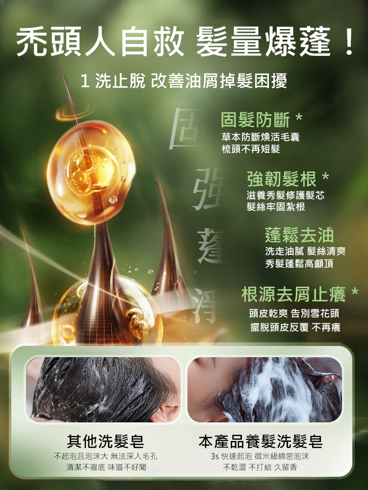 【髪量漲20倍】烏斯曼草側柏葉洗髮皂
