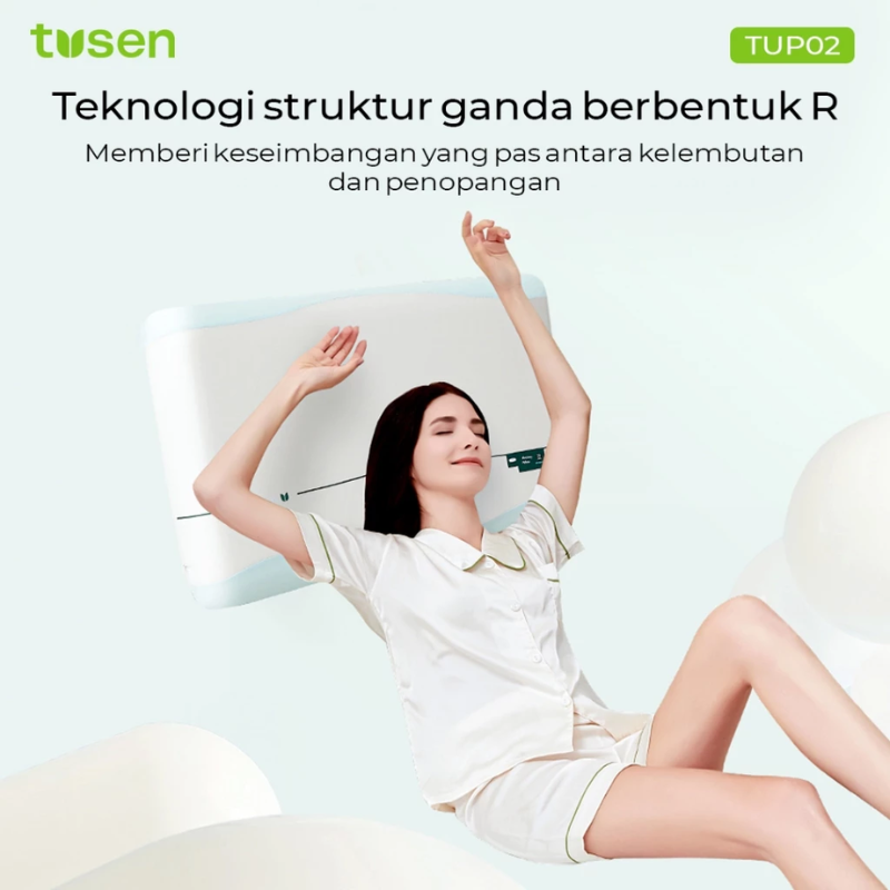 TUSEN DeepSleep Cloud III – Bantal Memory Foam Ortopedik Cooling Dua Sisi 10cm
