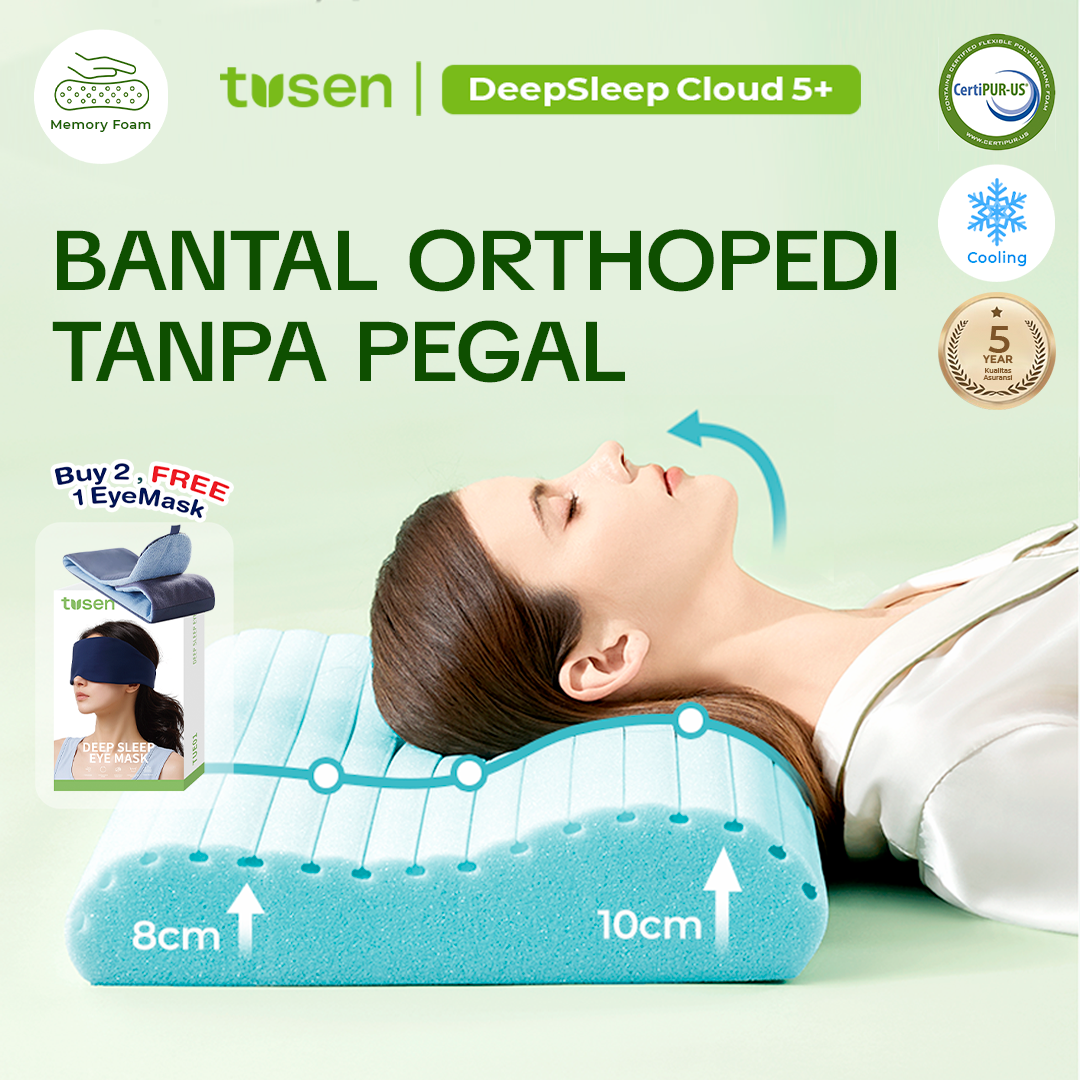 TUSEN DeepSleep Cloud 5+ – Bantal Memory Foam Ortopedik Premium 8/10cm