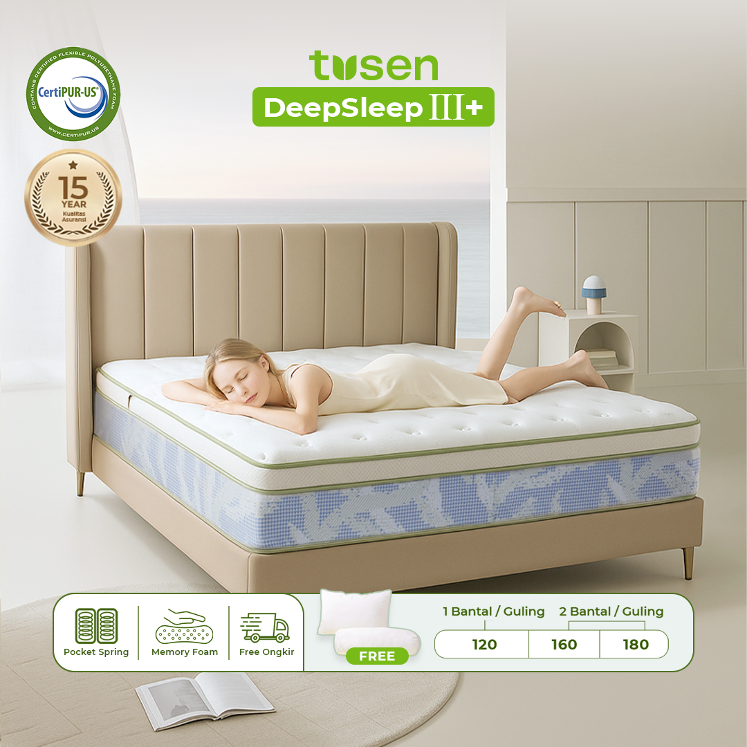 TUSEN DeepSleep III+  Kasur Spring Bed Premium 30 cm dengan Zero-Pressure Memory Foam & 928 Pocket Spring - TUM09