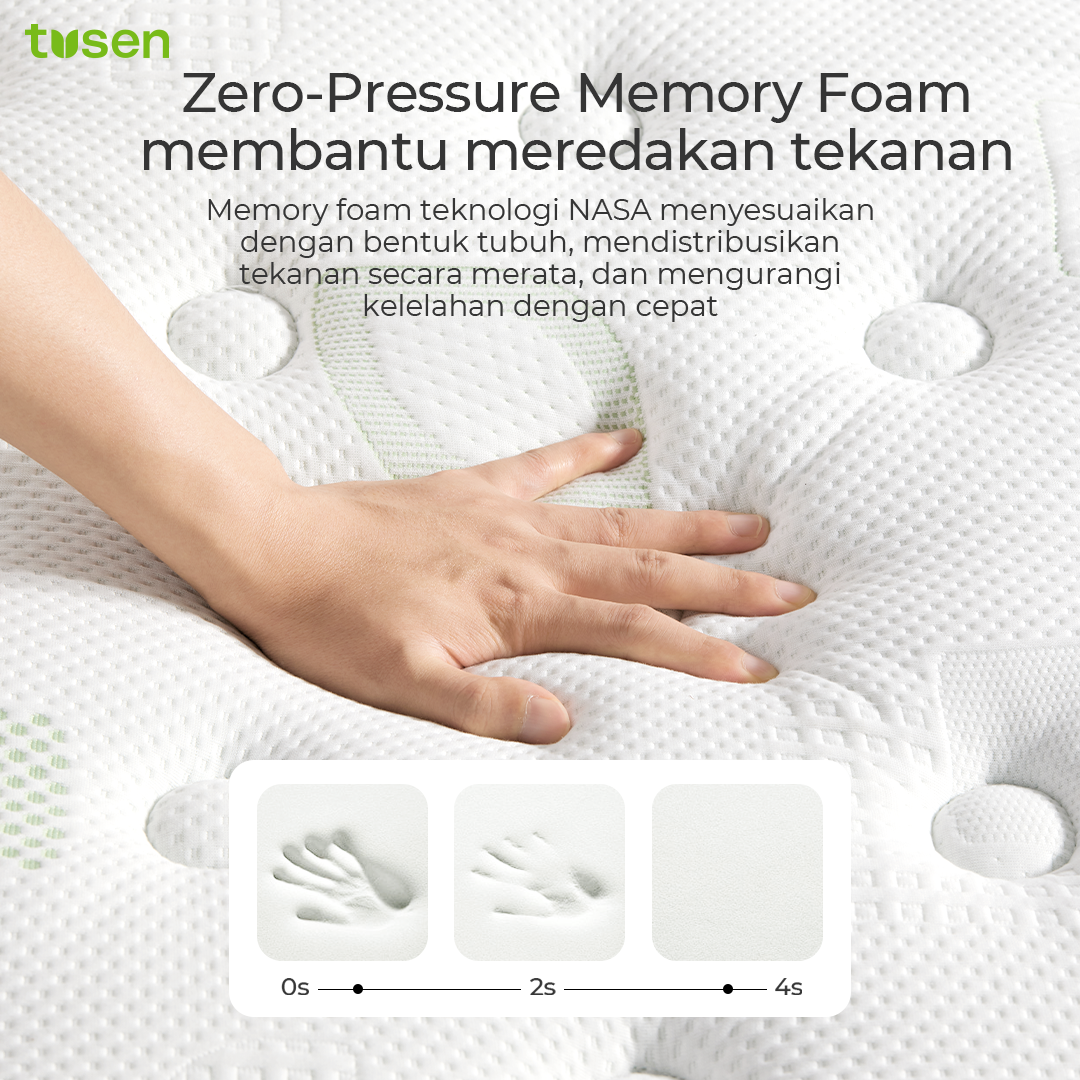 TUSEN DeepSleep III+  Kasur Spring Bed Premium 30 cm dengan Zero-Pressure Memory Foam & 928 Pocket Spring - TUM09